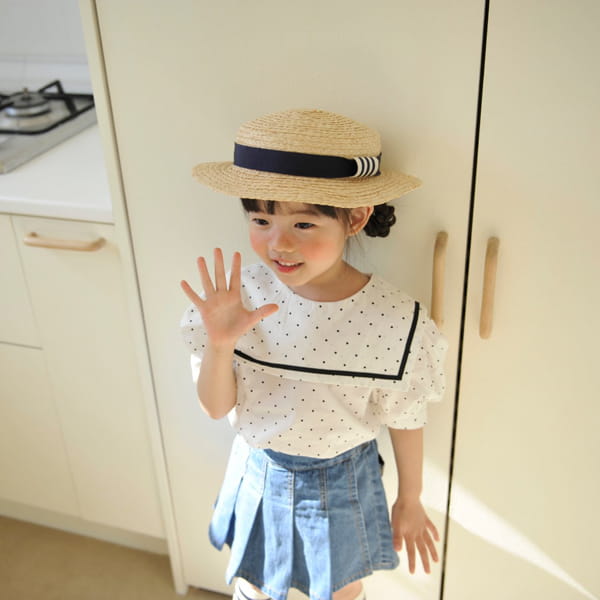 MOMO ANN - Korean Children Fashion - #Kfashion4kids - Dots Marine Blouse