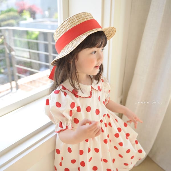 MOMO ANN - Korean Children Fashion - #Kfashion4kids - Dot Collar One-piece