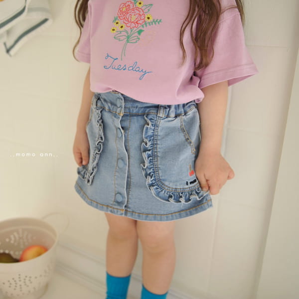 MOMO ANN - Korean Children Fashion - #Kfashion4kids - Cherry Denim Skirt Shorts
