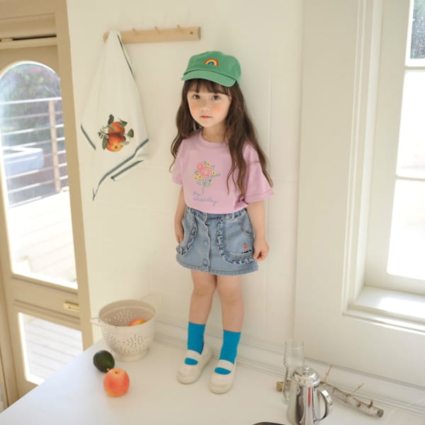 MOMO ANN - Korean Children Fashion - #Kfashion4kids - Cherry Denim Skirt Shorts - 2