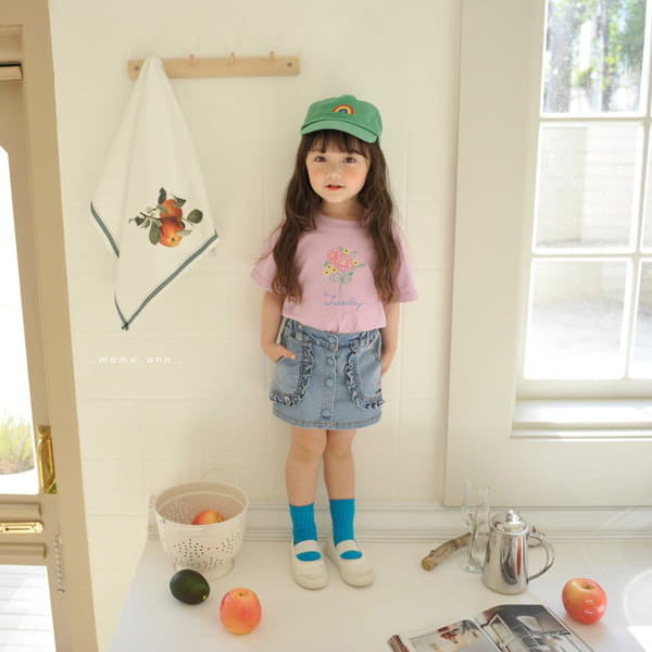 MOMO ANN - Korean Children Fashion - #Kfashion4kids - Cherry Denim Skirt Shorts - 4