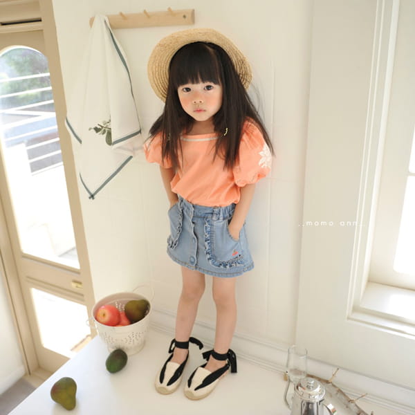 MOMO ANN - Korean Children Fashion - #Kfashion4kids - Cherry Denim Skirt Shorts - 7