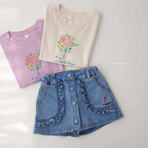 MOMO ANN - Korean Children Fashion - #Kfashion4kids - Cherry Denim Skirt Shorts - 9