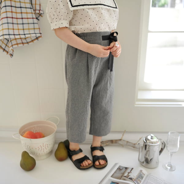 MOMO ANN - Korean Children Fashion - #Kfashion4kids - Check Ribbon Pants