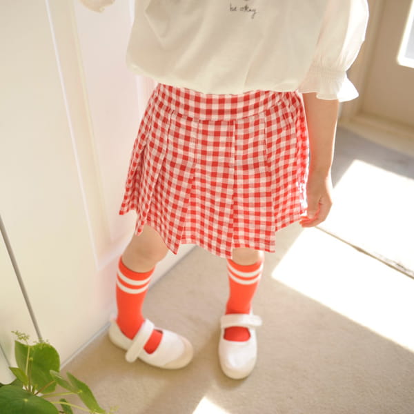 MOMO ANN - Korean Children Fashion - #Kfashion4kids - Check Wrinkle Skirt Shorts - 6