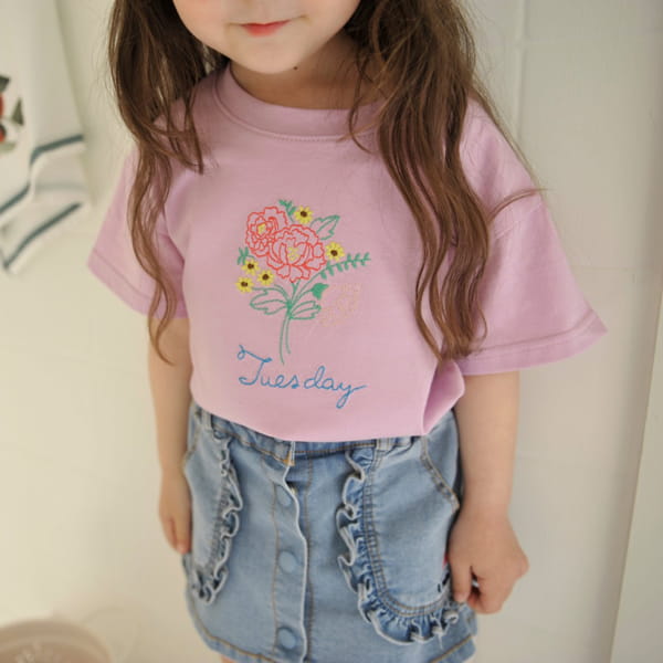 MOMO ANN - Korean Children Fashion - #Kfashion4kids - Flower Embroidery Tee - 5