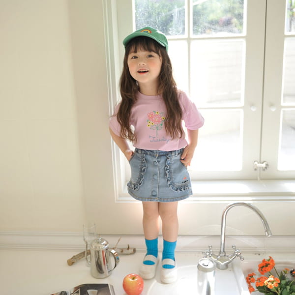 MOMO ANN - Korean Children Fashion - #Kfashion4kids - Flower Embroidery Tee - 7