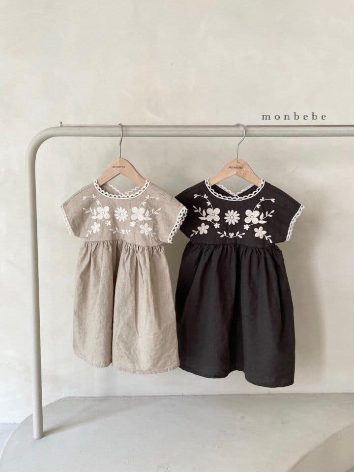 MONBEBE - Korean Children Fashion - #Kfashion4kids - Linen Embroidery One-piece - 12