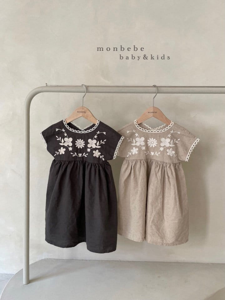 MONBEBE - Korean Children Fashion - #Kfashion4kids - Linen Embroidery One-piece - 5