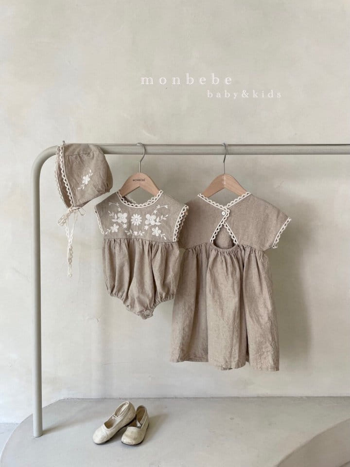 MONBEBE - Korean Children Fashion - #Kfashion4kids - Linen Embroidery One-piece - 6