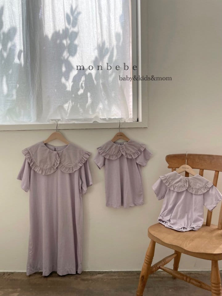 MONBEBE - Korean Children Fashion - #Kfashion4kids - Mom Pigment Frill Collar One-piece - 3