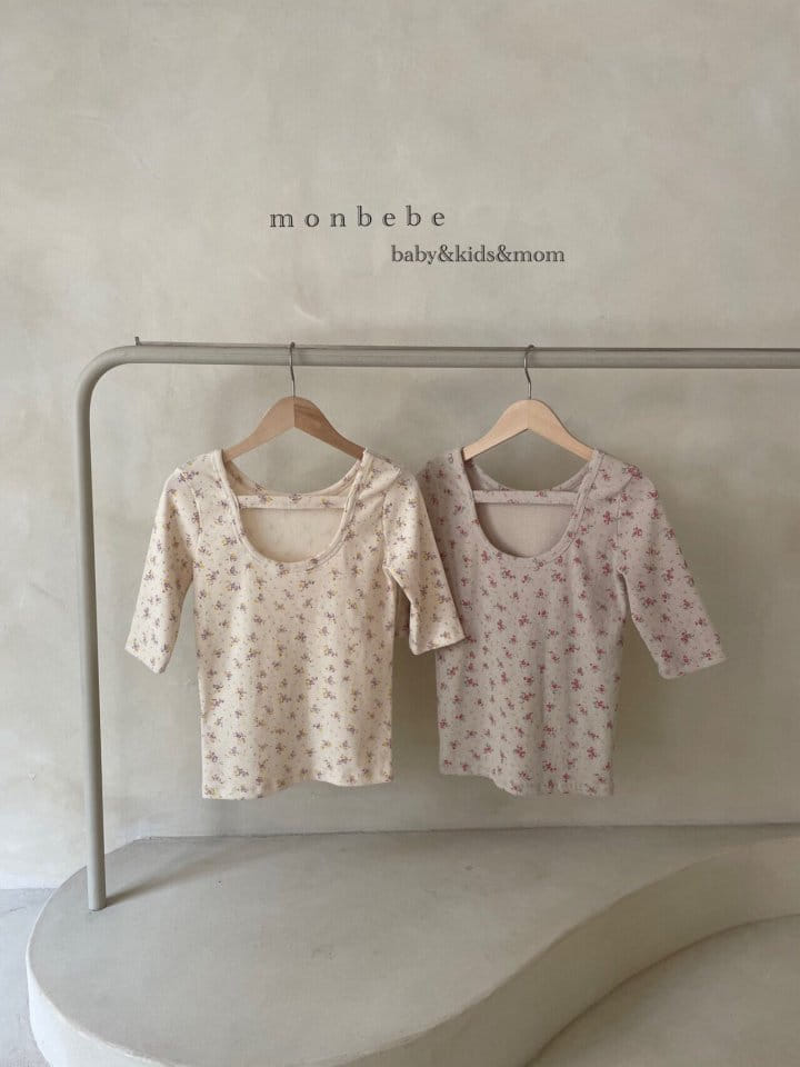 MONBEBE - Korean Children Fashion - #Kfashion4kids - Mom Small Flower Waffle Tee - 9
