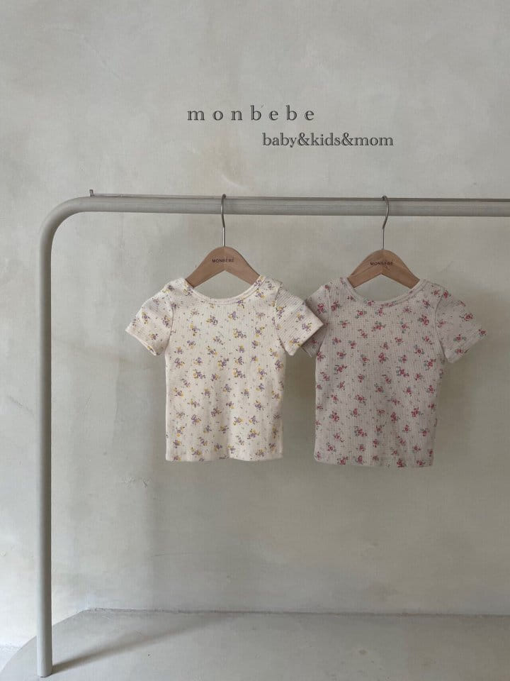 MONBEBE - Korean Children Fashion - #Kfashion4kids - Small Flower Waffle Tee
