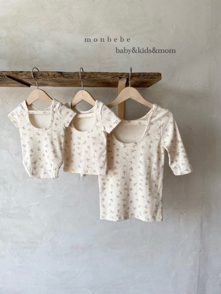 MONBEBE - Korean Children Fashion - #Kfashion4kids - Small Flower Waffle Bodysuit - 4