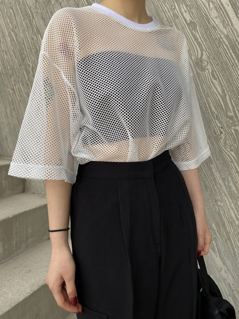 MONE - Korean Children Fashion - #Kfashion4kids - Pipe Mesh Round Short Sleeves Tee
