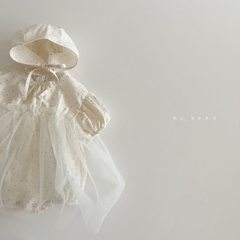 MY BEBE - Korean Children Fashion - #Kfashion4kids - Dot Sha Bodysuit with Bonnet - 11