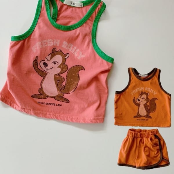 NAVI - Korean Children Fashion - #Kfashion4kids - Squirrel Top Bottom Set