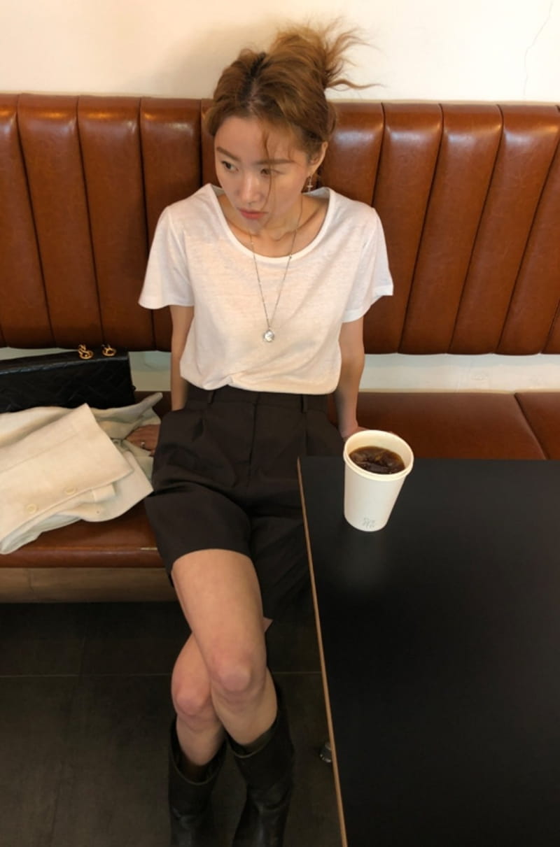 ONDO - Korean Children Fashion - #Kfashion4kids - Linen slab U-neck Tee