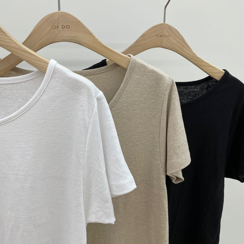 ONDO - Korean Children Fashion - #Kfashion4kids - Linen slab U-neck Tee - 4