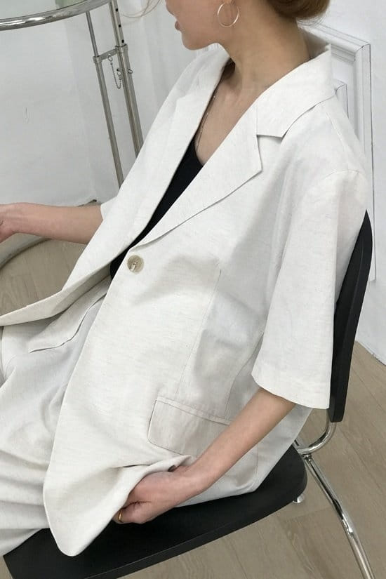 ONDO - Korean Children Fashion - #Kfashion4kids - Linen One Button Jacket - 2