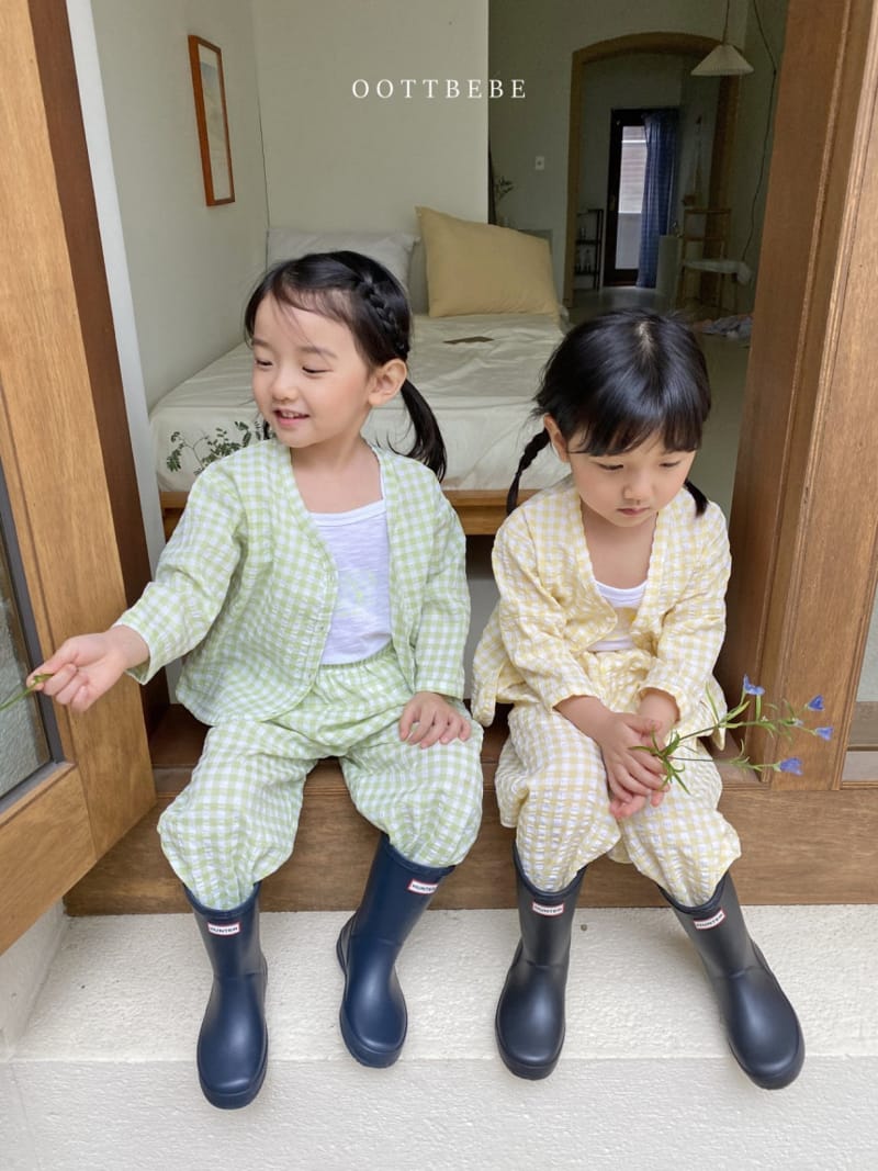 OOTT BEBE - Korean Children Fashion - #Kfashion4kids - Jelly Jijimi Cardigan Sleeveless Bottom Set - 12