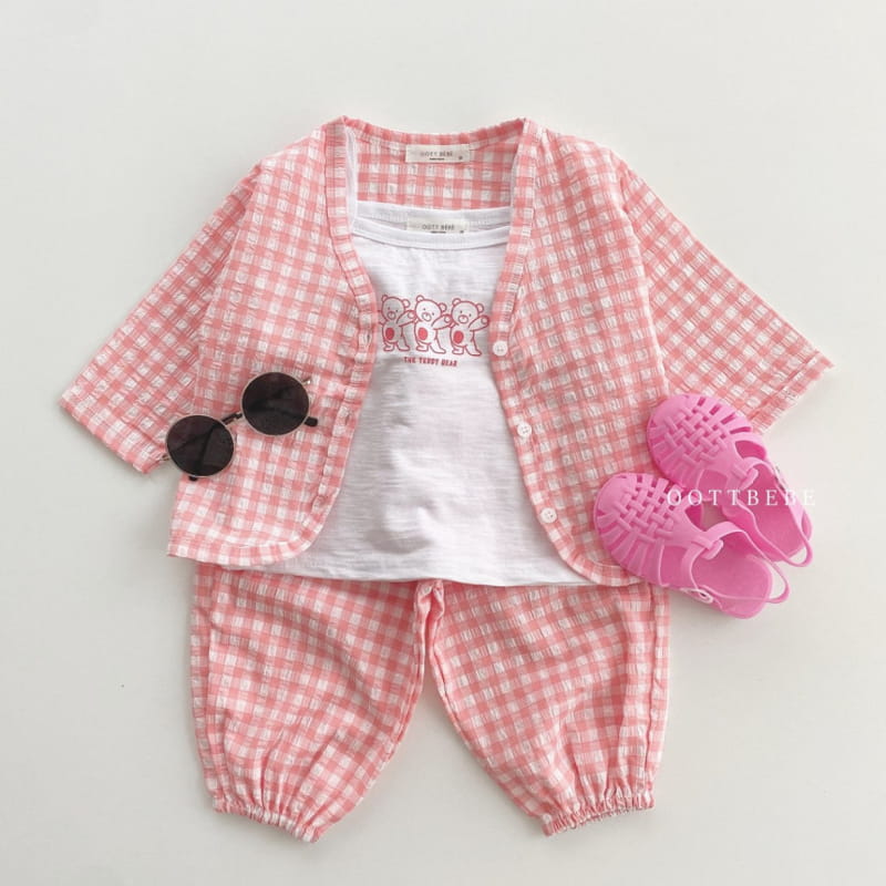 OOTT BEBE - Korean Children Fashion - #Kfashion4kids - Jelly Jijimi Cardigan Sleeveless Bottom Set - 4