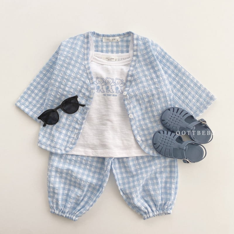 OOTT BEBE - Korean Children Fashion - #Kfashion4kids - Jelly Jijimi Cardigan Sleeveless Bottom Set - 5