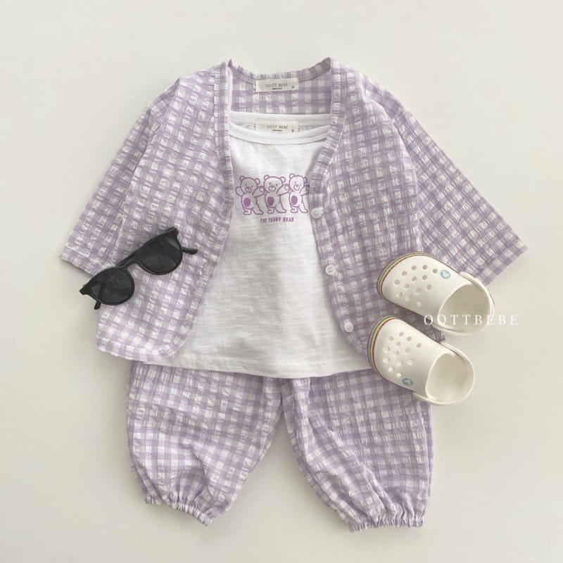OOTT BEBE - Korean Children Fashion - #Kfashion4kids - Jelly Jijimi Cardigan Sleeveless Bottom Set - 6