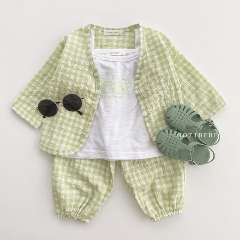 OOTT BEBE - Korean Children Fashion - #Kfashion4kids - Jelly Jijimi Cardigan Sleeveless Bottom Set - 7