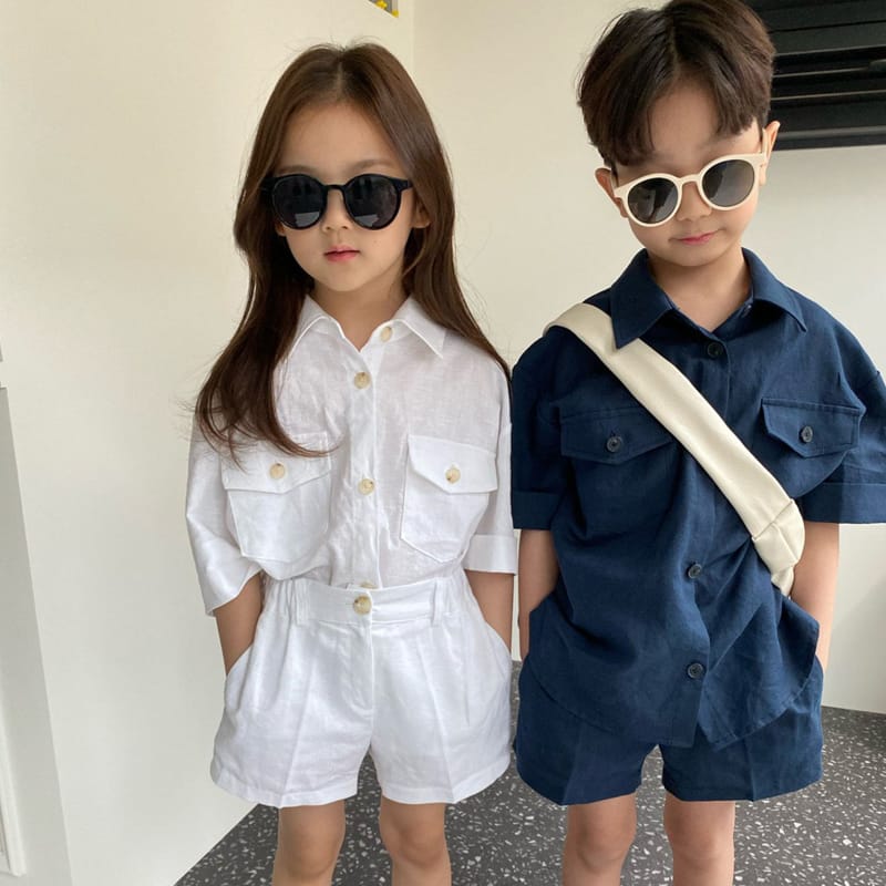 OUR - Korean Children Fashion - #Kfashion4kids - Le Mer Linen Top Bottom Set