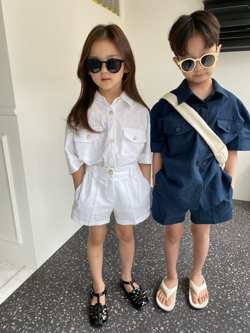 OUR - Korean Children Fashion - #Kfashion4kids - Le Mer Linen Top Bottom Set - 3