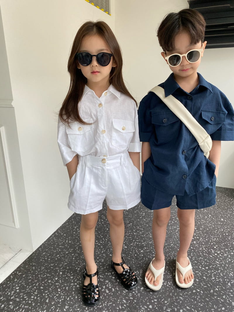 OUR - Korean Children Fashion - #Kfashion4kids - Le Mer Linen Top Bottom Set - 5