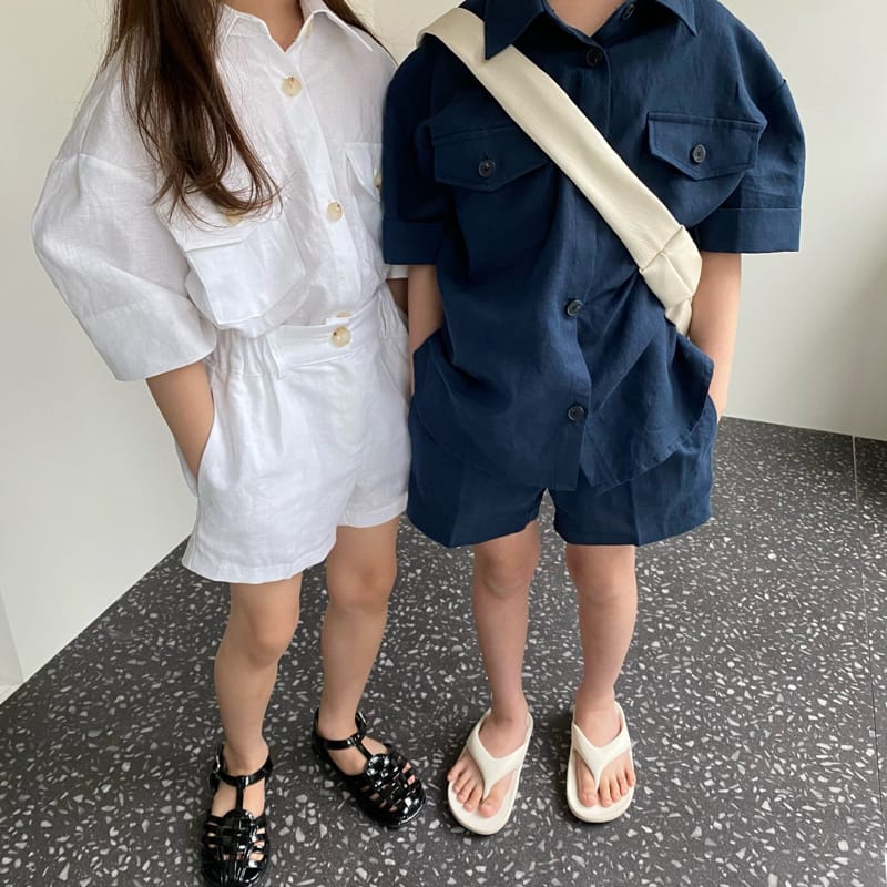 OUR - Korean Children Fashion - #Kfashion4kids - Le Mer Linen Top Bottom Set - 6