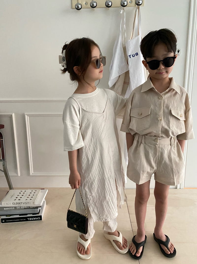 OUR - Korean Children Fashion - #Kfashion4kids - Le Mer Linen Top Bottom Set - 7
