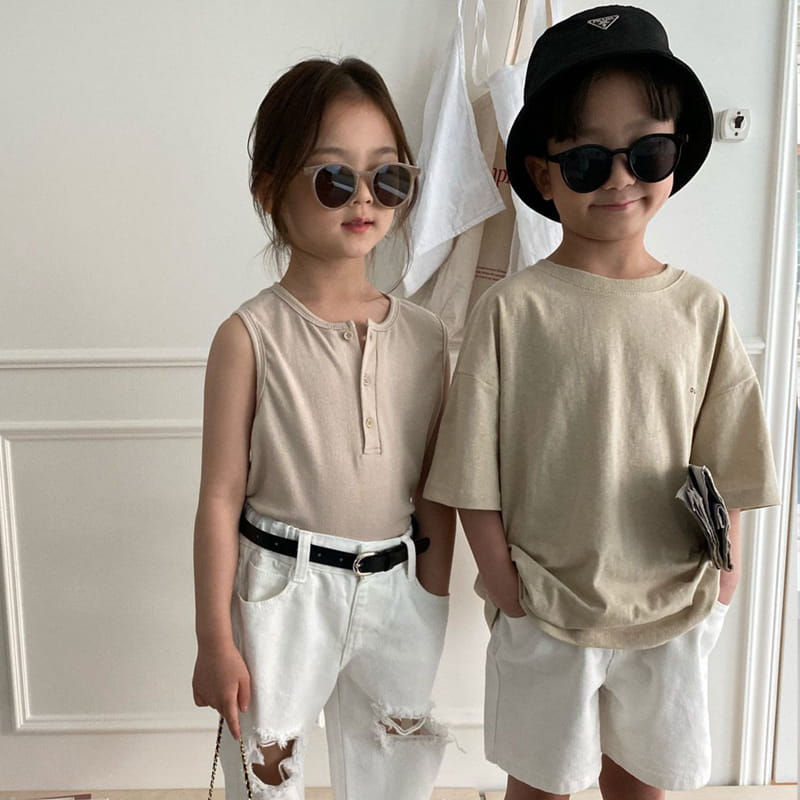 OUR - Korean Children Fashion - #Kfashion4kids - Button Rip Sleeveless
