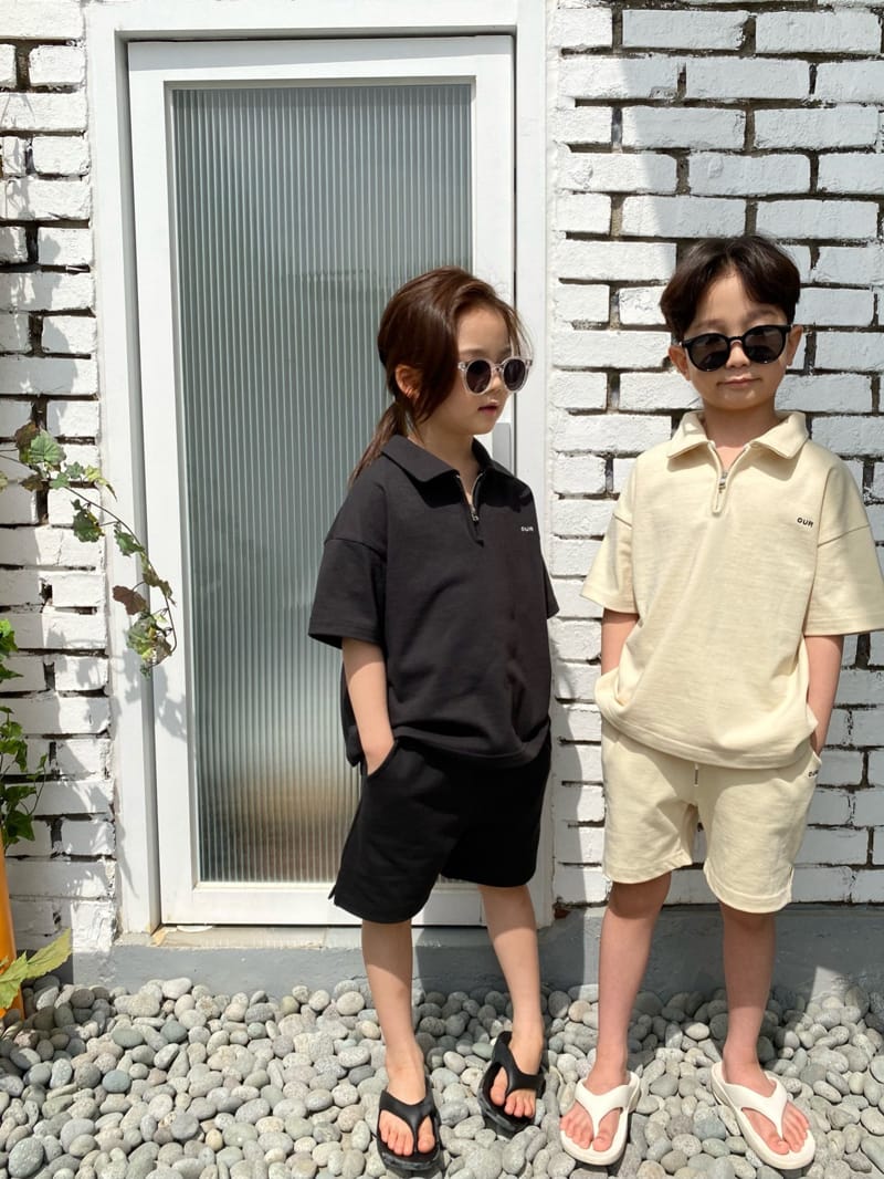 OUR - Korean Children Fashion - #Kfashion4kids - Zipper Collar Top Bottom Set - 5
