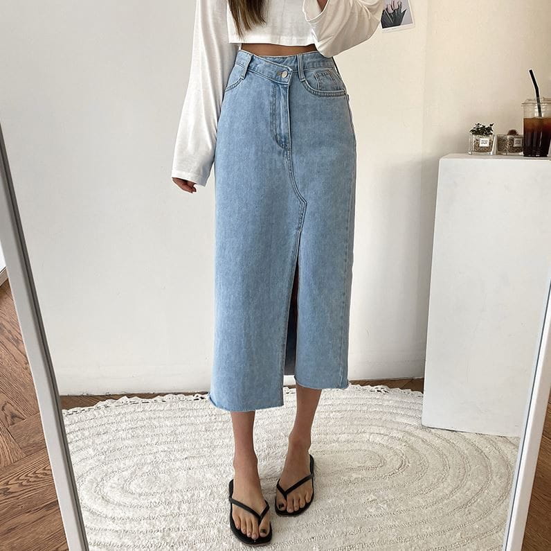 PERMIL - Korean Children Fashion - #Kfashion4kids - Unbalanced Slit Skirt