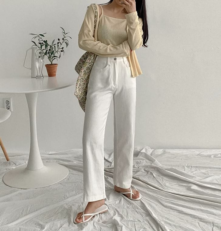 PERMIL - Korean Children Fashion - #Kfashion4kids - Back Banding Cotton Straight Pants