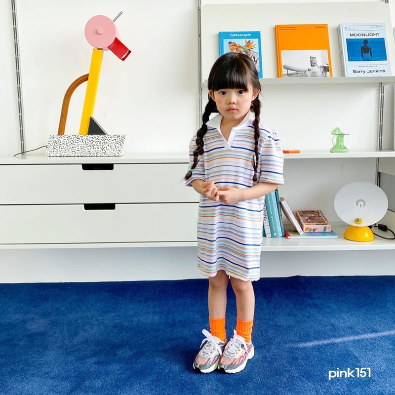 PINK151 - Korean Children Fashion - #Kfashion4kids - Multi Stripes One-piece