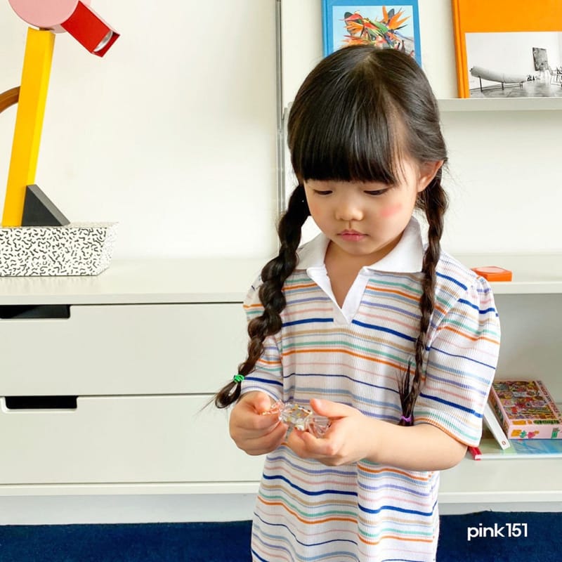 PINK151 - Korean Children Fashion - #Kfashion4kids - Multi Stripes One-piece - 7