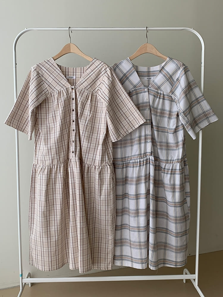 REFRESH - Korean Children Fashion - #Kfashion4kids - Flat Check One-piece - 4