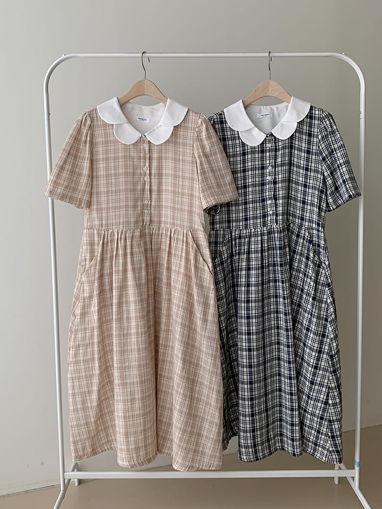 REFRESH - Korean Children Fashion - #Kfashion4kids - Check Collar One-piece - 3