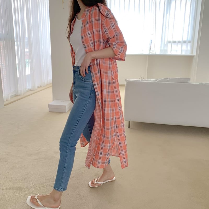 REFRESH - Korean Children Fashion - #Kfashion4kids - Check Robe One-piece