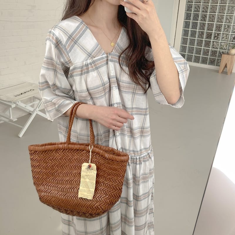 REFRESH - Korean Children Fashion - #Kfashion4kids - V Flat Check One-piece