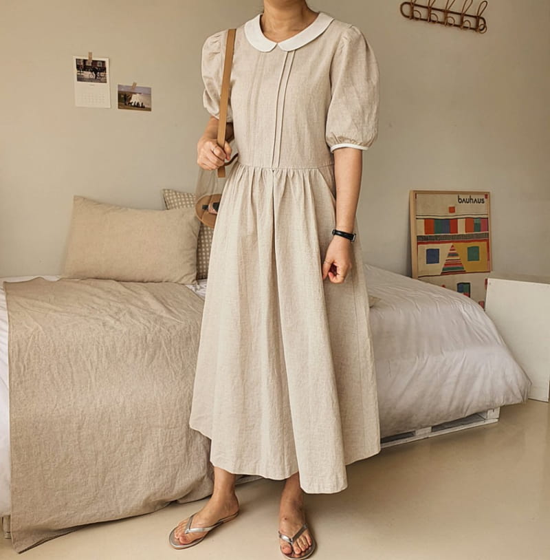 REFRESH - Korean Children Fashion - #Kfashion4kids - Linen Collar One-piece - 4