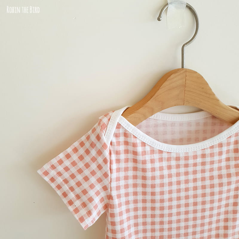 SAEROBIN - Korean Children Fashion - #Kfashion4kids - Check Short Sleeves Bodysuit - 6
