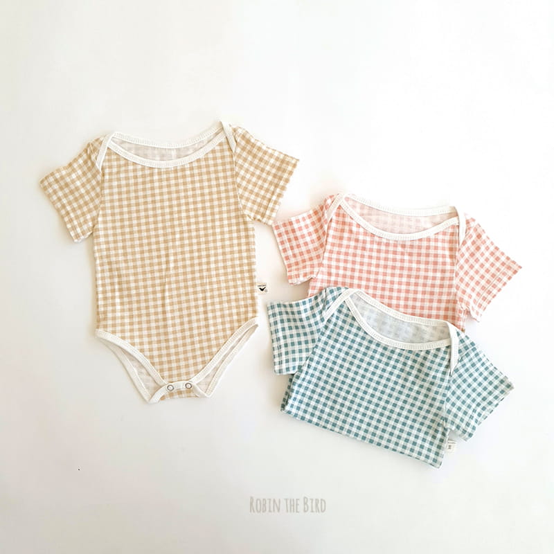 SAEROBIN - Korean Children Fashion - #Kfashion4kids - Check Short Sleeves Bodysuit - 8