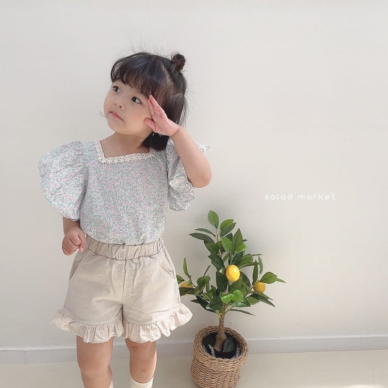 SALAD MARKET - Korean Children Fashion - #Kfashion4kids - Linen Frill Shorts - 3