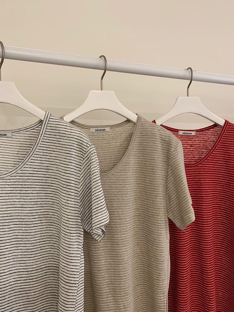 SEASON - Korean Children Fashion - #Kfashion4kids - Linen Stripe Tee - 4