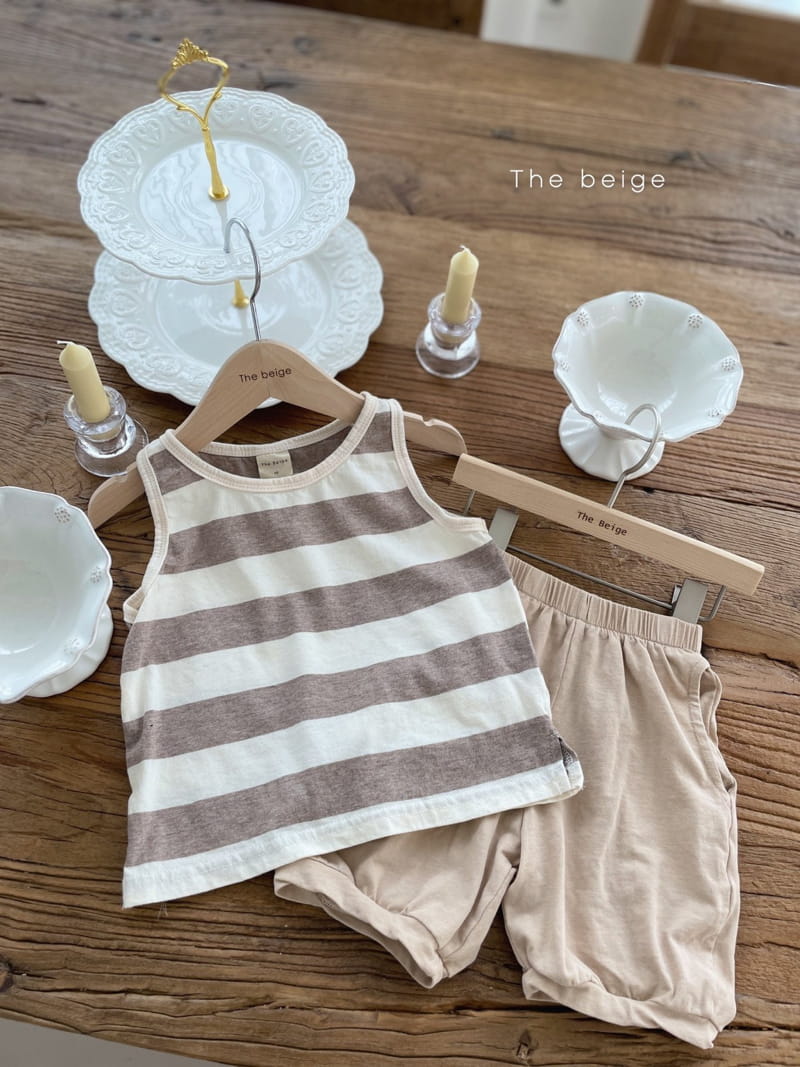 THE BEIGE - Korean Children Fashion - #Kfashion4kids - Big Stripes Sleeveless Shorts Set - 2